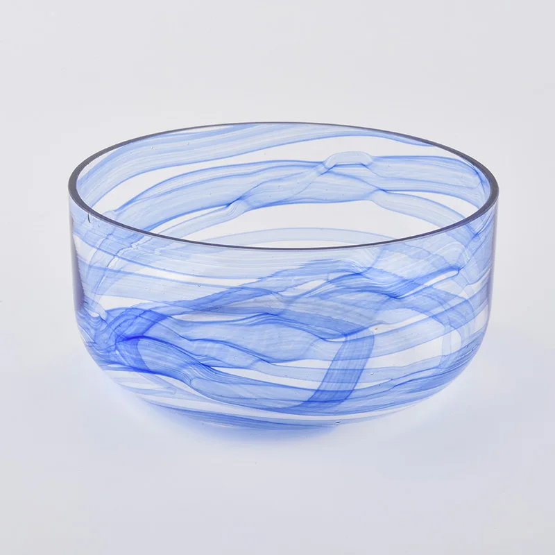 wide glass jars with marble decoration