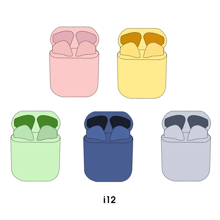 2020 New Headphone Auriculares audifonos i12 Tws Noise Cancel Super Bass Macaron Colors Mini Earphones 5.0 True Wireless Earbuds - ANKUX.COM