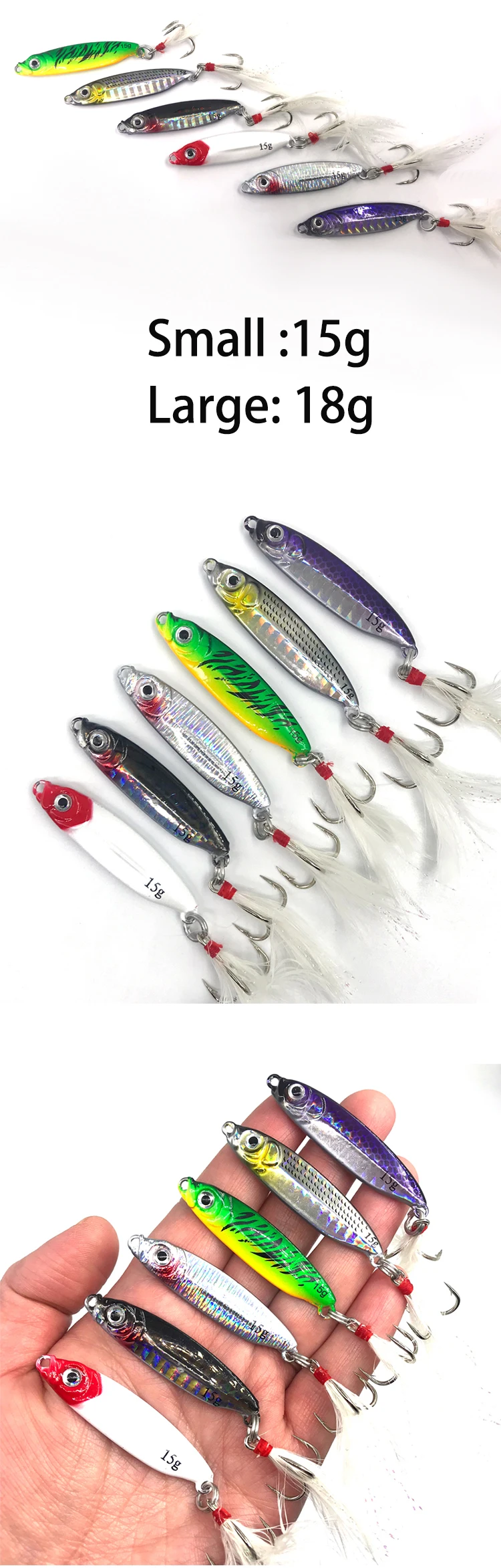 15g 18g 2 Types Long Casting Jigging Lure Fast Fall Jigs Saltwater