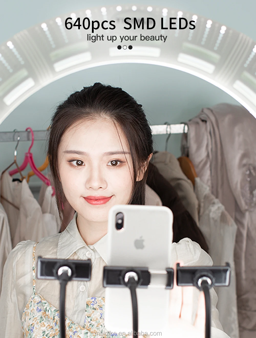 Large 22 inch led ring light 640pcs SMD LEDs with flexible phone holder FS-640 kit