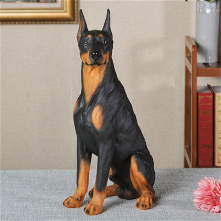 Outdoor Decoration Life Size Fiberglass Dog Sculpture Doberman Statue