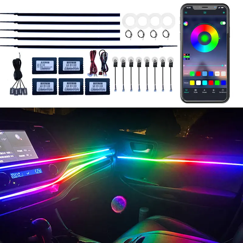 Car Accessories Interior Atmosphere Light App Sound Control 12v Symphony Led Fiber Car Led