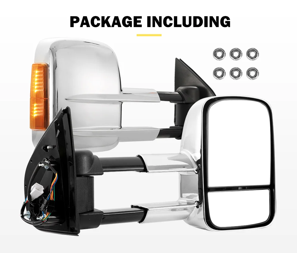 San Hima Chrome Pair Towing Mirrors Extendable For Holden Colorado 2012