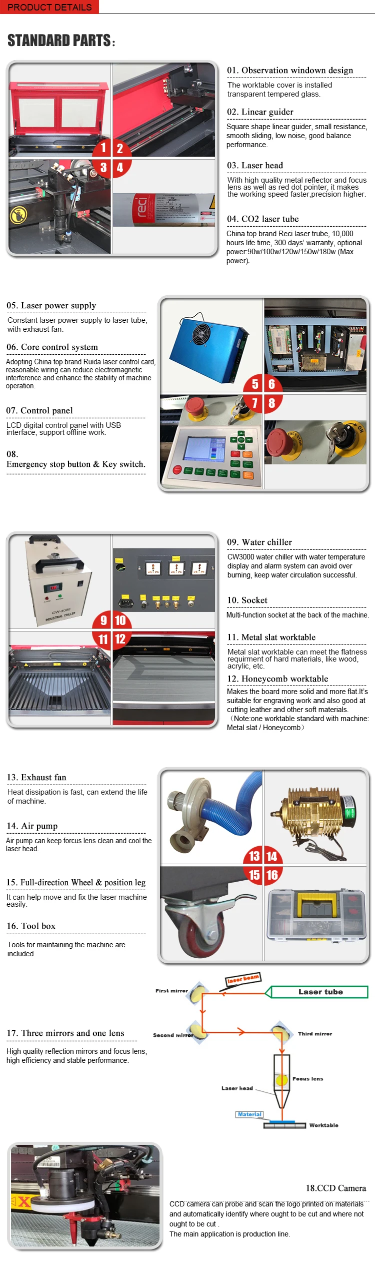 CO2 Laser Cutting Engraving Machine 1390 with CCD Camera Scan Function for Paper Fabric Cloth Leather