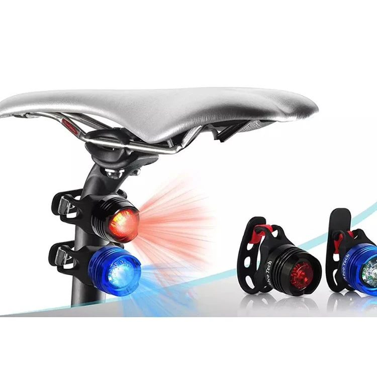 Red Blue White LED Mini Aluminum Taillight Bike Rear Light with Silicone Bicycle clip band