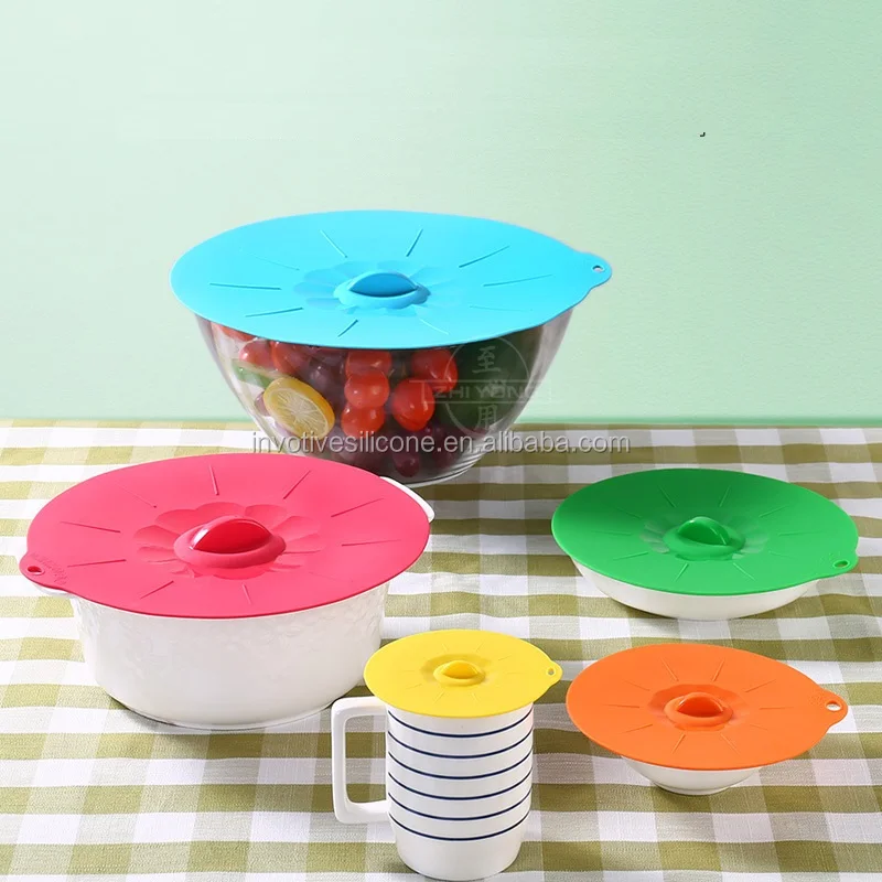 Set of 3 Amazon Hot Sell Suction Airtight Kitchen silicone hot pot lid Reusable bowl cover