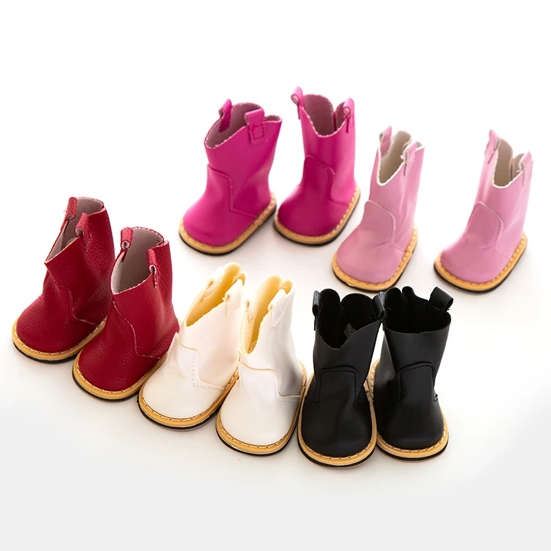 5cm PU Leather Bow Doil Shoes Boots For 14 Inch American& EXO Doll 1/6 DoOV
