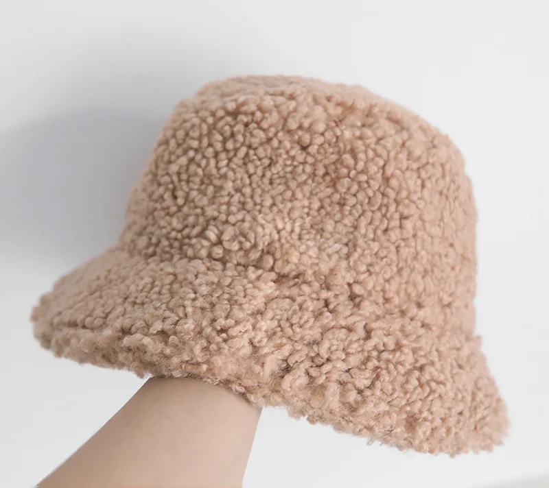 Wholesale Custom Faux Fur Bucket Hat High Quality Women Fashion Outdoor Plain Cap