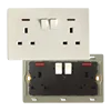 British/BS/UK 250V AC 13A single pole double twin 3 pin plug socket/ 13amp 2x3 hole rectangular power wall switch socket outlet