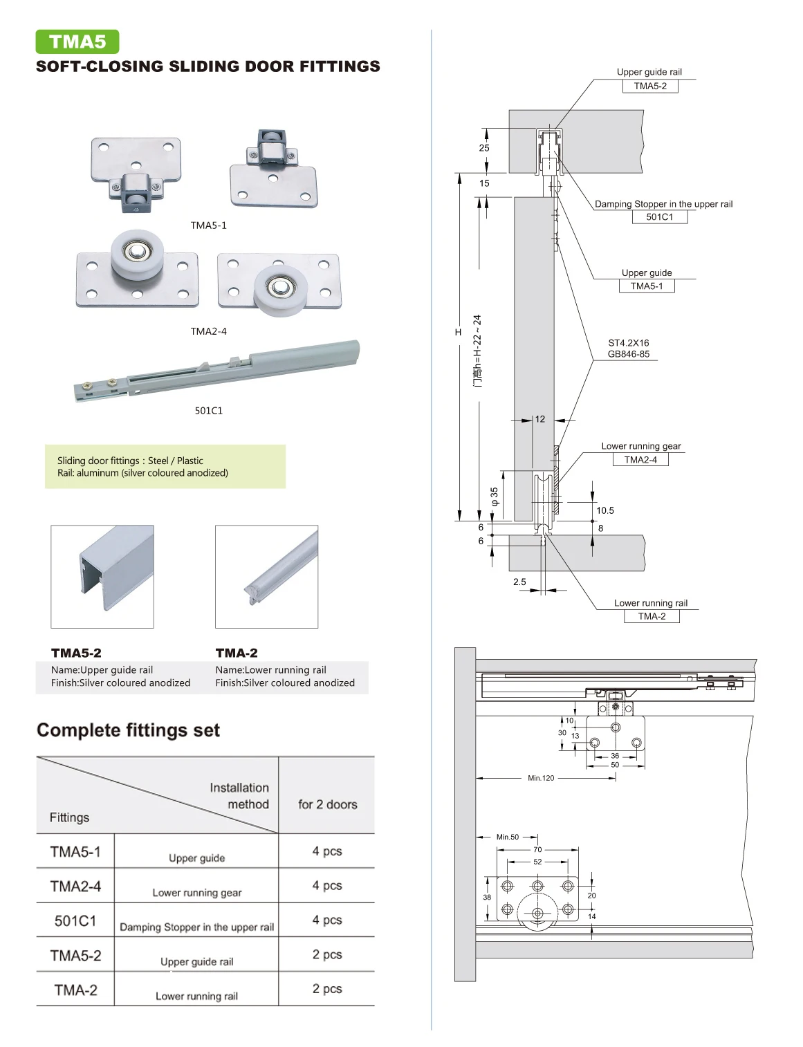 Tma4 Sliding Door Mechanism Parts Sliding Door Hardware Kit