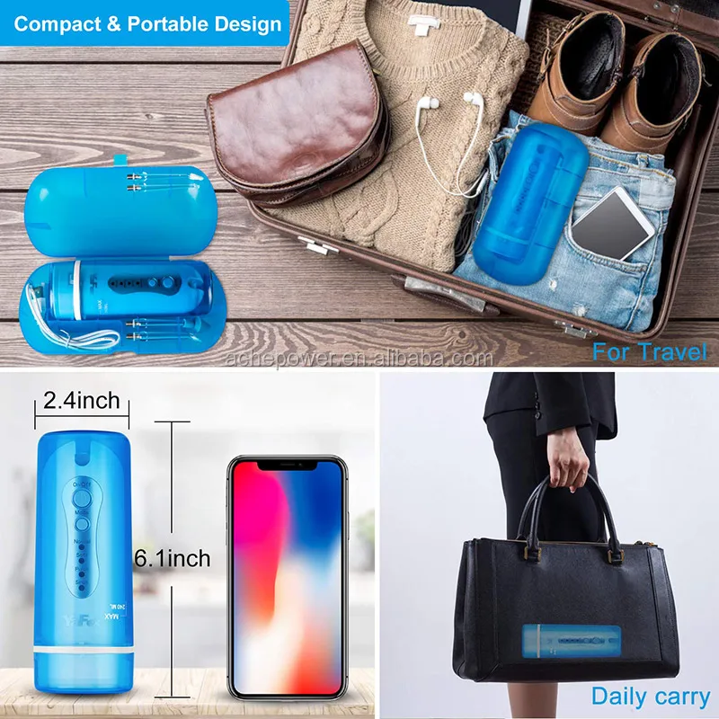 Cordless Aquapik Oral irrigator Water Flosser with Collapsible Design for Travel 4 Modes Include Sinus Rinse