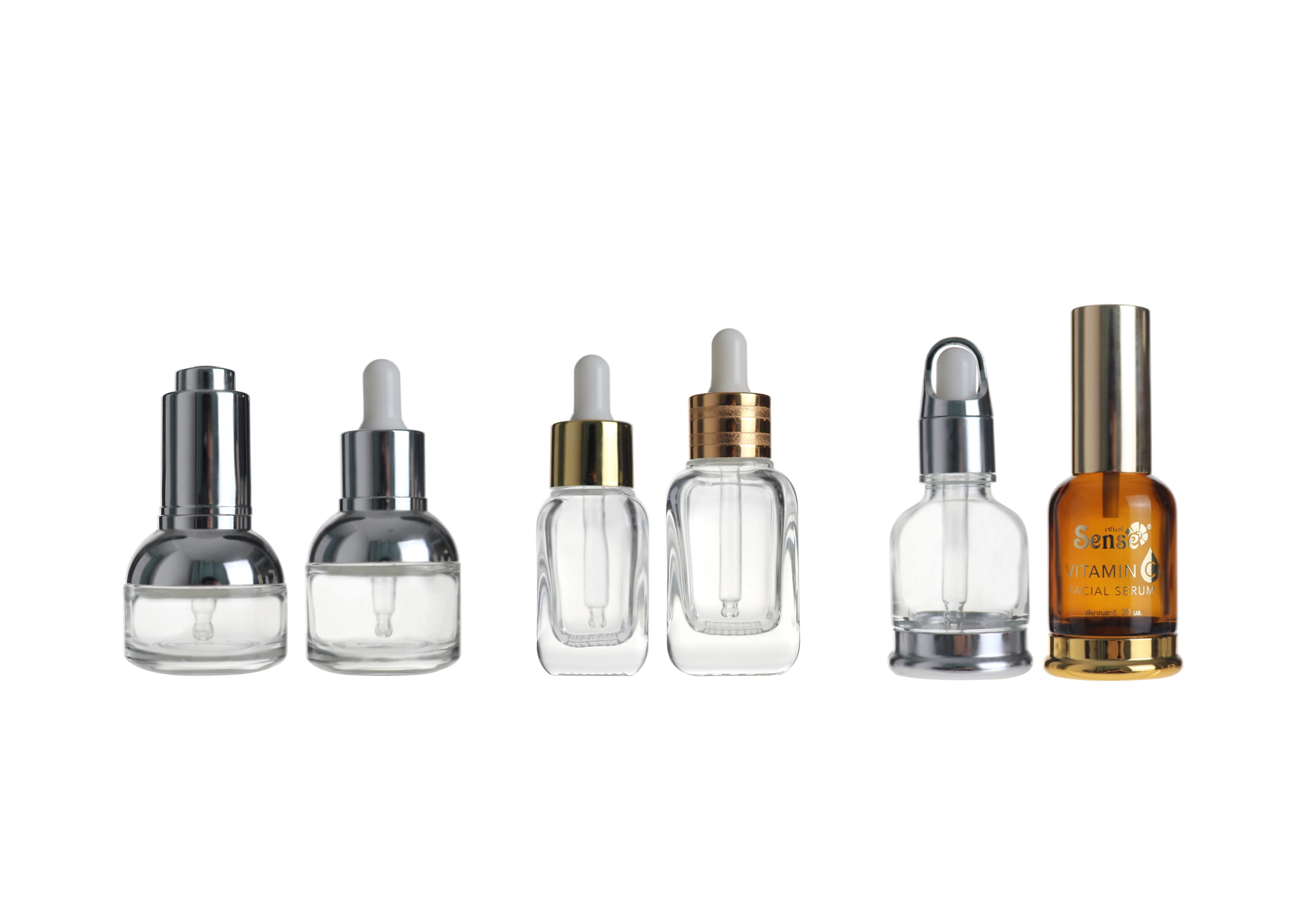 Super September Luxury Cosmetic Packaging Serum Bottle Unique Shaped Glass Dropper Bottle 30ml