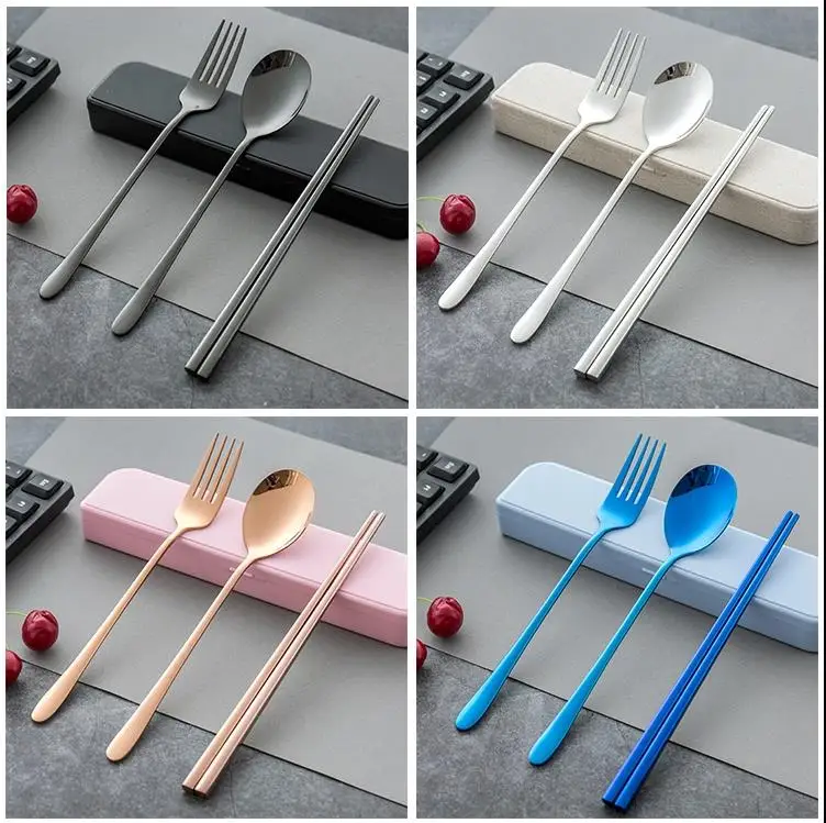 304 Korean Style Stainless Steel Travel Camping Reusable Cutlery Set