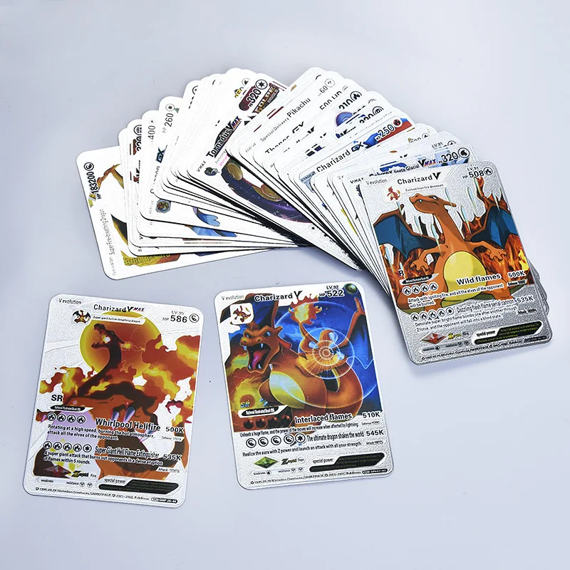 silver foil pokemon cards Pokemon Trading Card Game Silver Foil Pokemon Cards NEW RELEASE DURABLE  POKEMON GX V VMAX Battle Cards