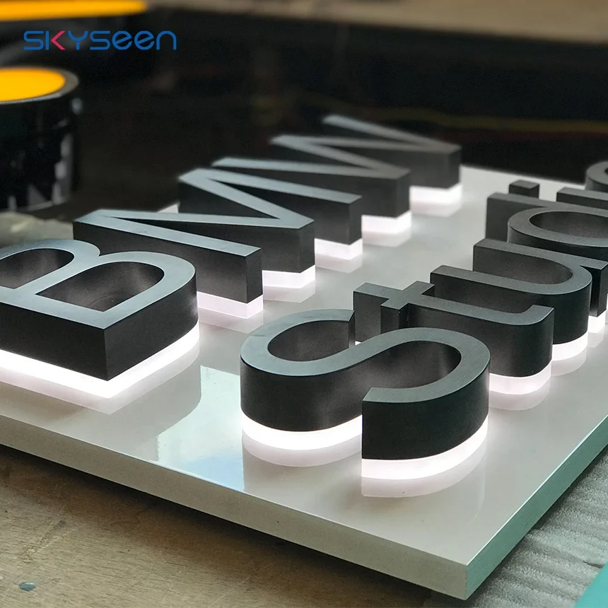 Stainless Steel Acrylic Illuminated Backlit Led Light 3D Letter Commercial Sign