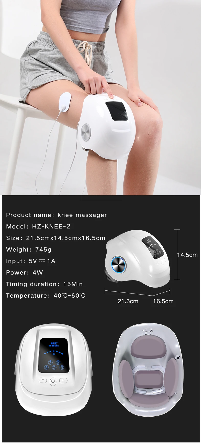HEZHEGN New Electric Knee Massage Machine With Air Compress,Heating,Vibration,Pulse for Joint Pain Relief Physical Therapy