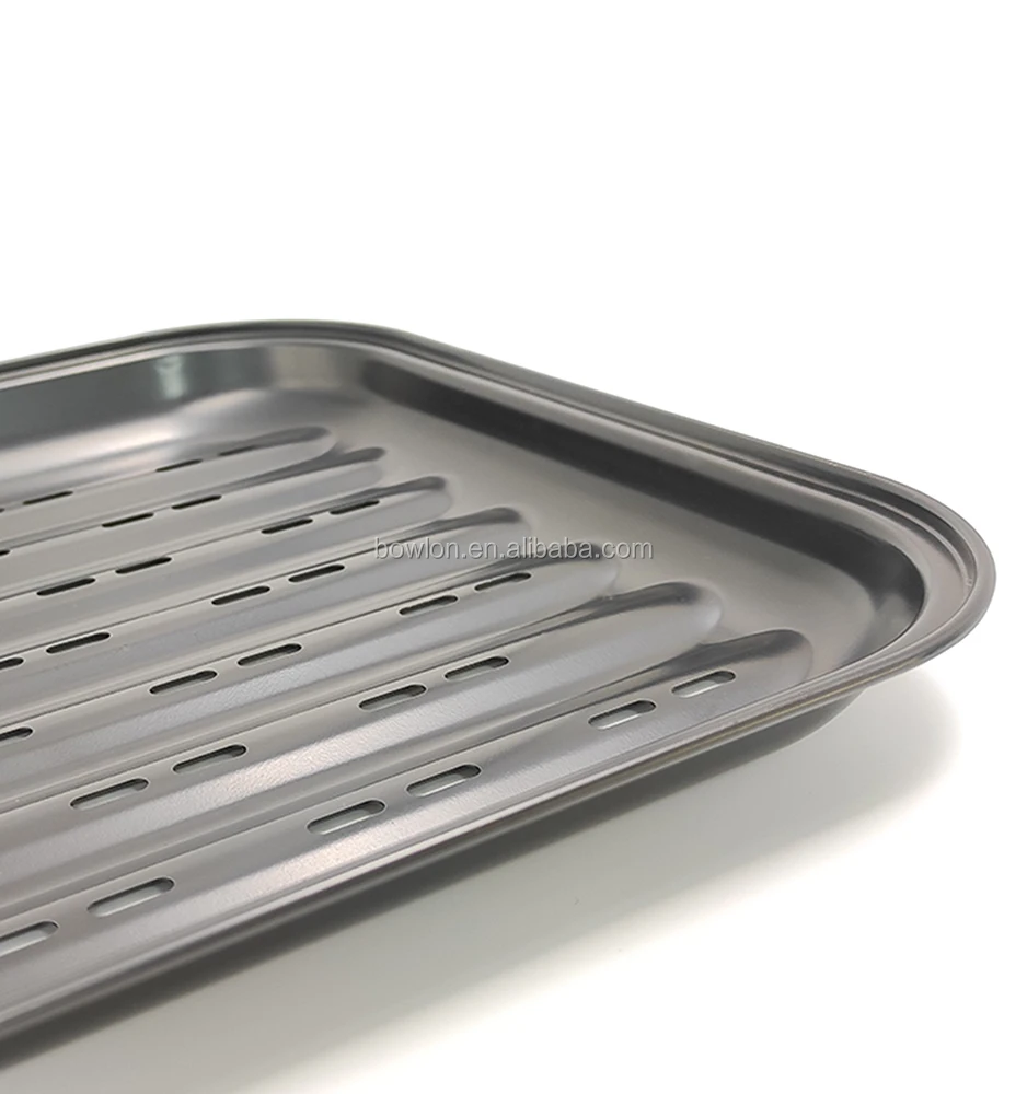 Rectangular Bbq Grill Tray,Barbecue Grill Pan Plate With Ridged Cooking