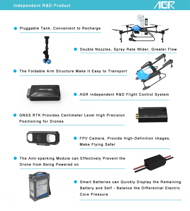 AGR A10 10L Agriculture Drone, AGR Pluggable Tank, Convenient to Recharge Double Nozzles Spray Rate