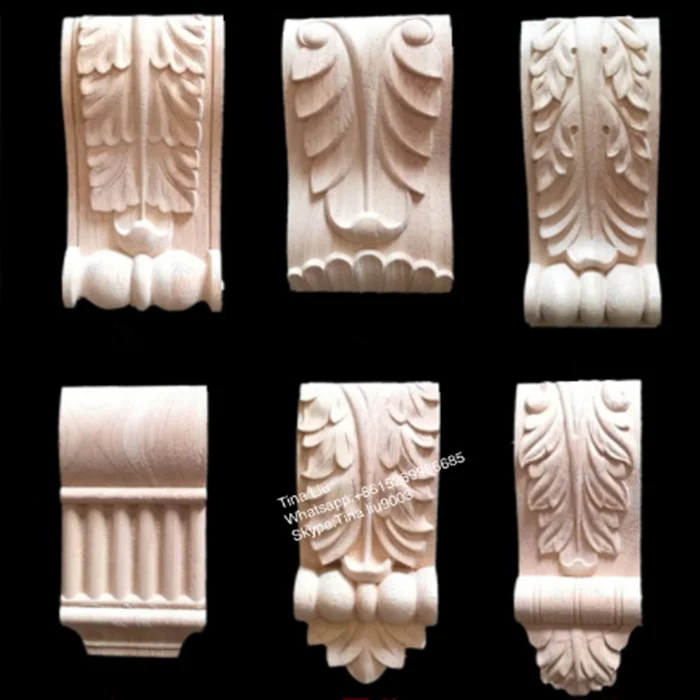 square rubber wood carving rosettes