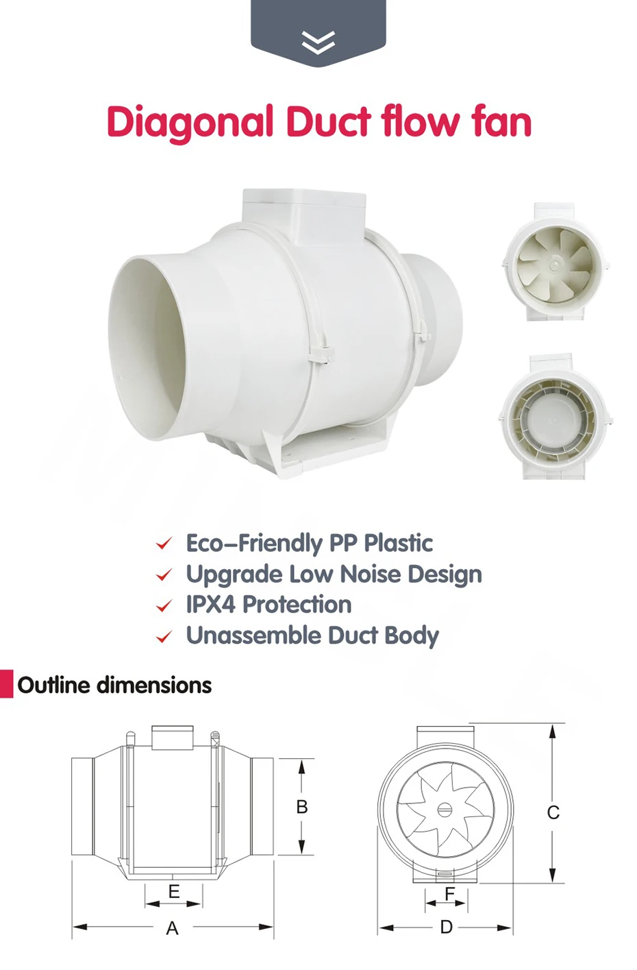 Inline Duct Fan, Axial, 220V, Cast Iron - detail 4