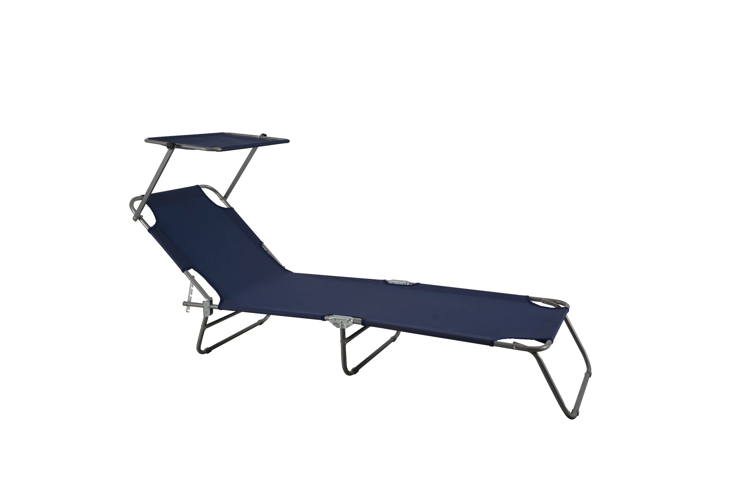 Outdoor Folding Sun Lounger Sun Beach Bed With Canopy Adjustable Back