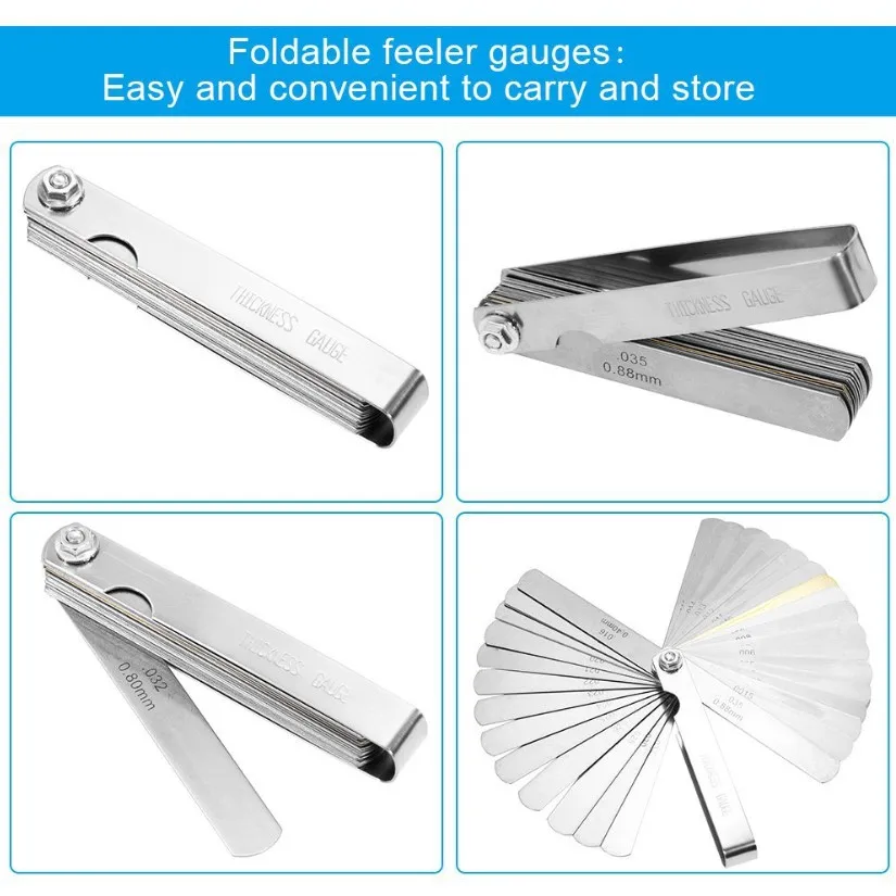 Rovtop Feeler Gauge Set 32 Pieces Stainless Steel Foldable Feeler Gauges 