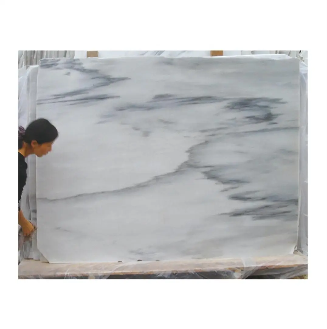 Chinese Tesla White Book Match Marble Slab Decoration
