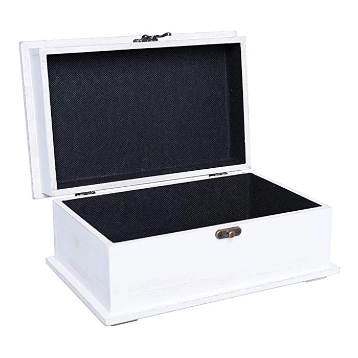 10 Inch Long White Wooden Box Ideal Gift For Weddings Spa Office Dorm