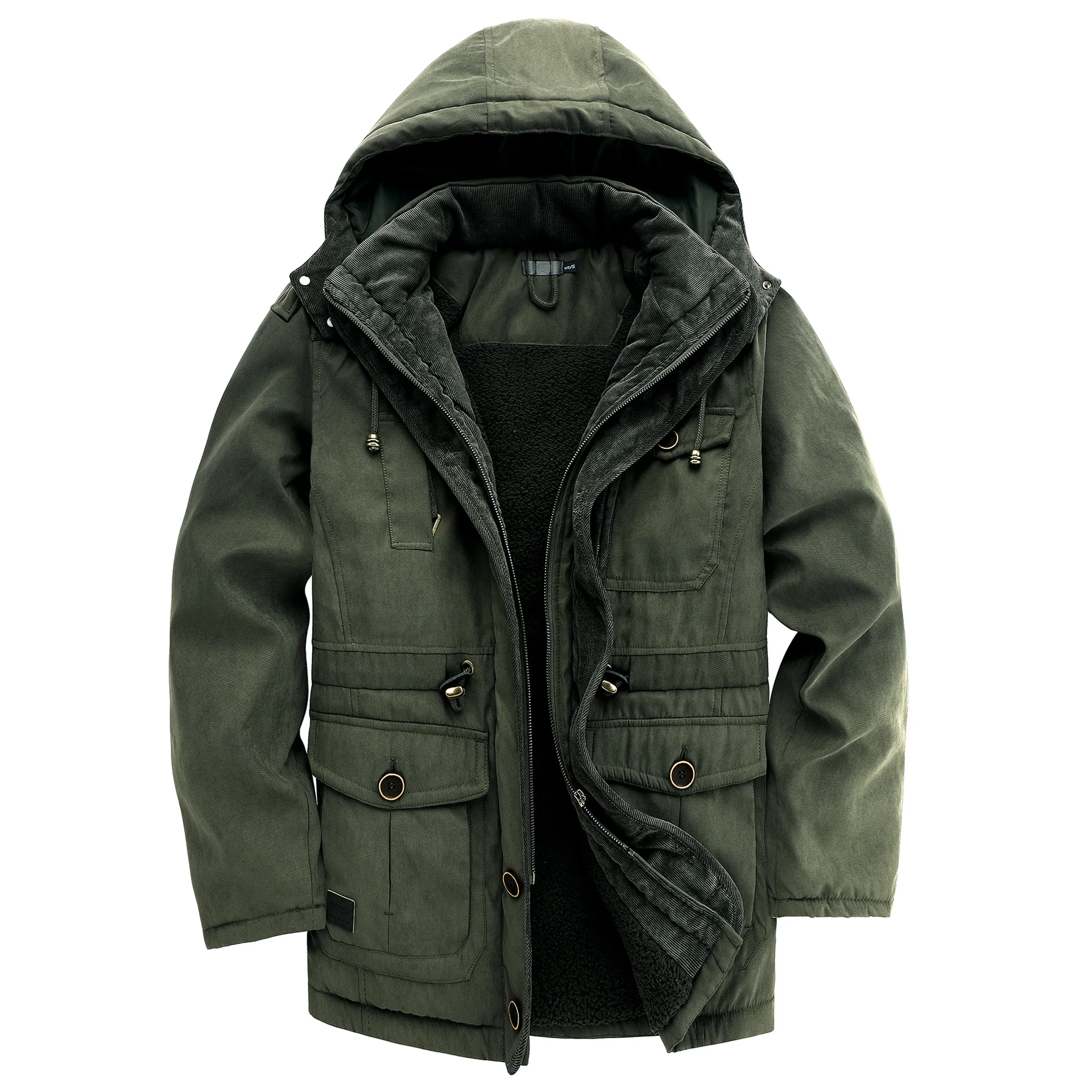 US size thickened coat solid color cotton casual lamb cashmere men's jackets_voghion.com