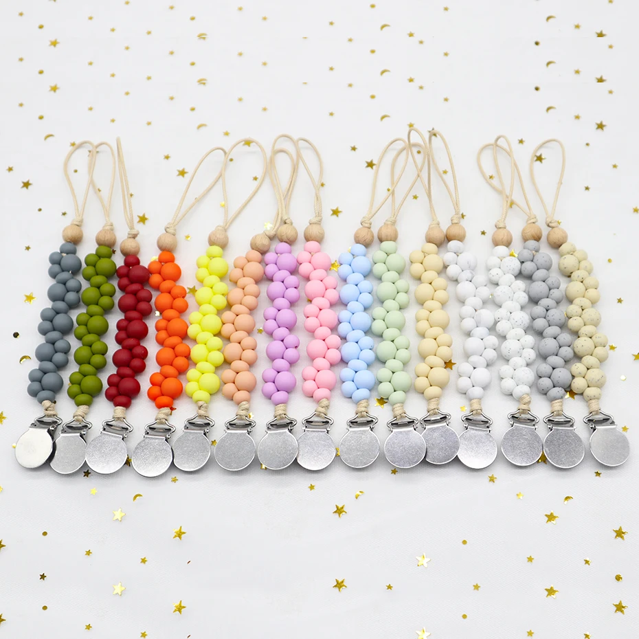 Diy Silicone Beaded Soother Packaging Chewable Clip Dummy Holder Baby