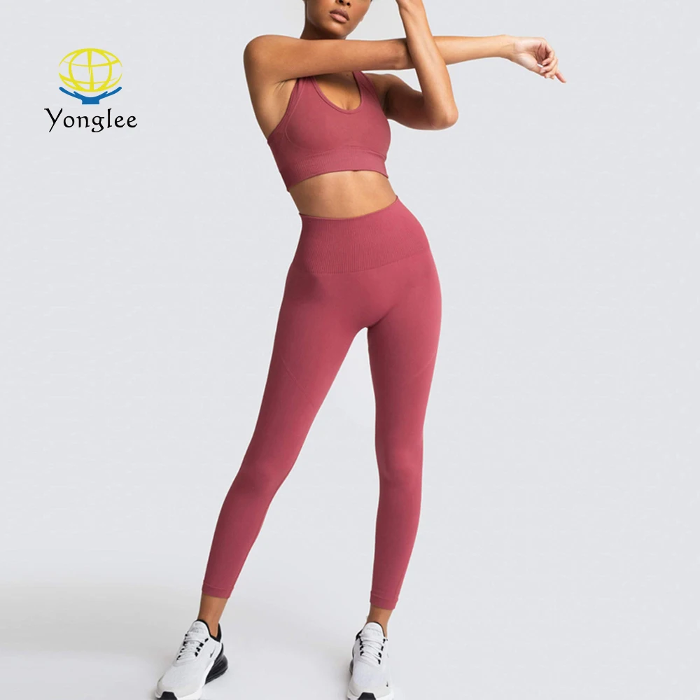 
China Reliable Manufacturer Slim Fit Gym Workout Women Seamless Yoga Pants Sets 