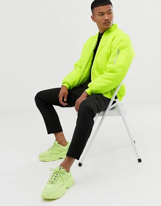 neon yellow bomber jacket