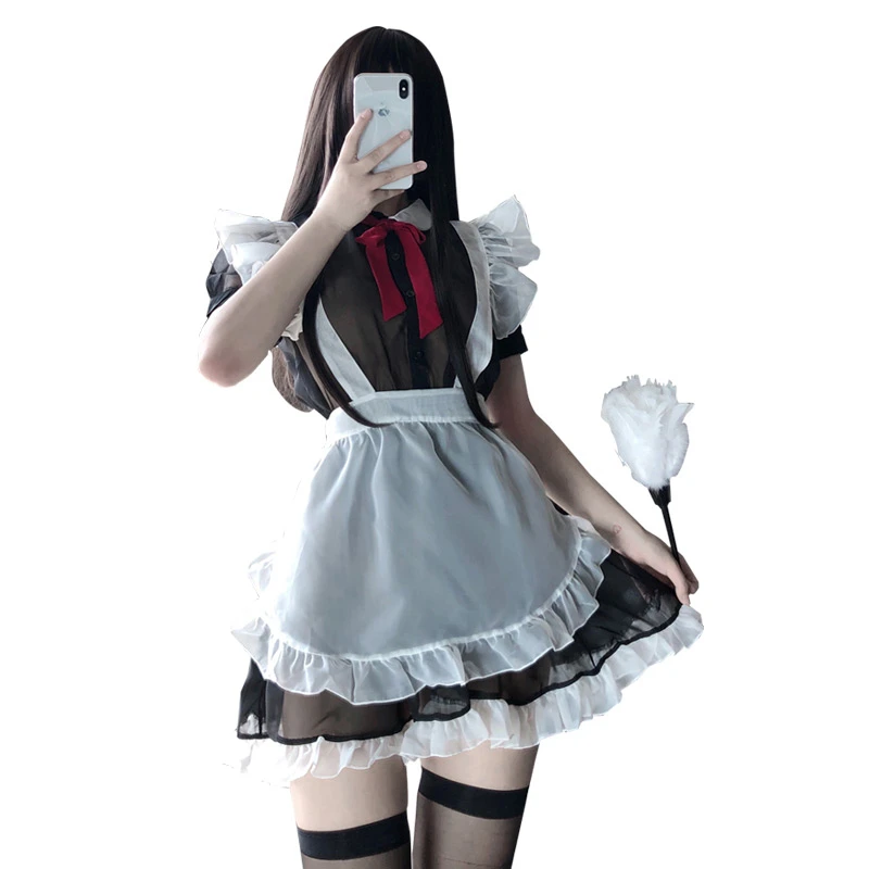 Women Girls Lolita Uniform Outfits Halloween Roleplay Costumes Maid ...