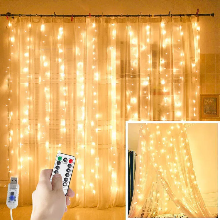 Hot Sale USB Curtain Light String 3 * 3 Meter 300 Light led light strip with usb connector
