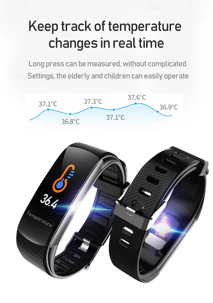 Cheap price sports bracelet fitness tracker band smart C6T temperature health smart wristband