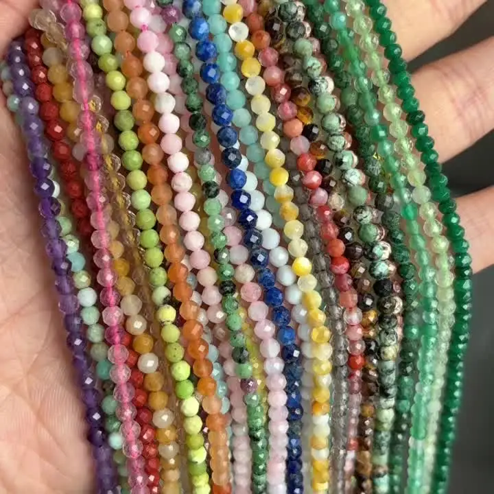 Wholesale Semi-precious Natural Stone 4mm Faceted Beads Necklace Crystal  Beads for Jewelry Making