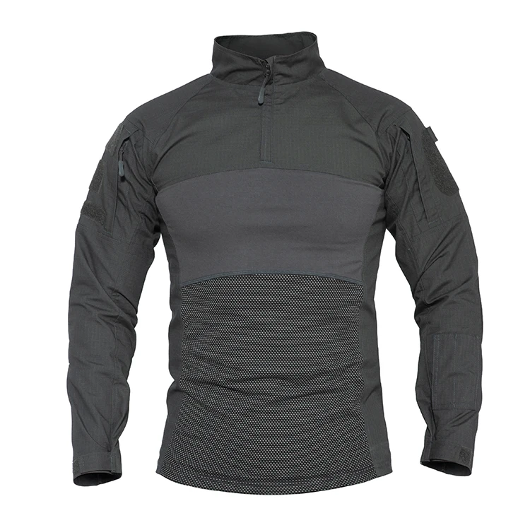 Garment Manufacturer 1/4 Zipper Tactical Combat T Shirt , Workwear 65Polyester 35Cotton Ripstop  Hiking Fishing T Shirts