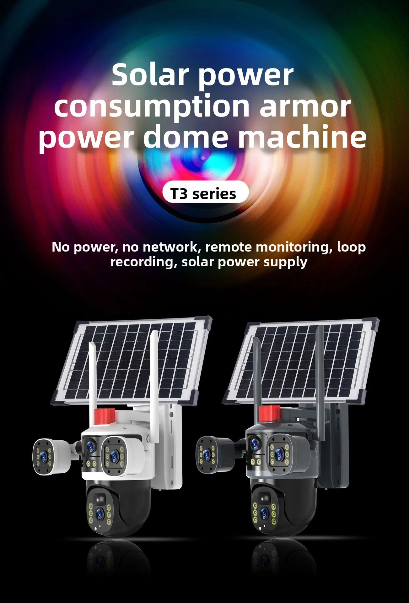 V380 Solar Low Power HD 360° IP Camera Outdoor Waterproof Wireless Wifi Remote AI Smart Tracking Camera Full Color Night Vision