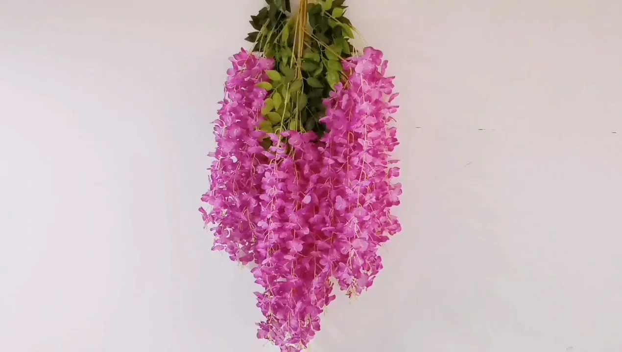 Wholesale Wedding Arch Hanging Decorative Faux Artificial Flower Wisteria Garland Vine Silk