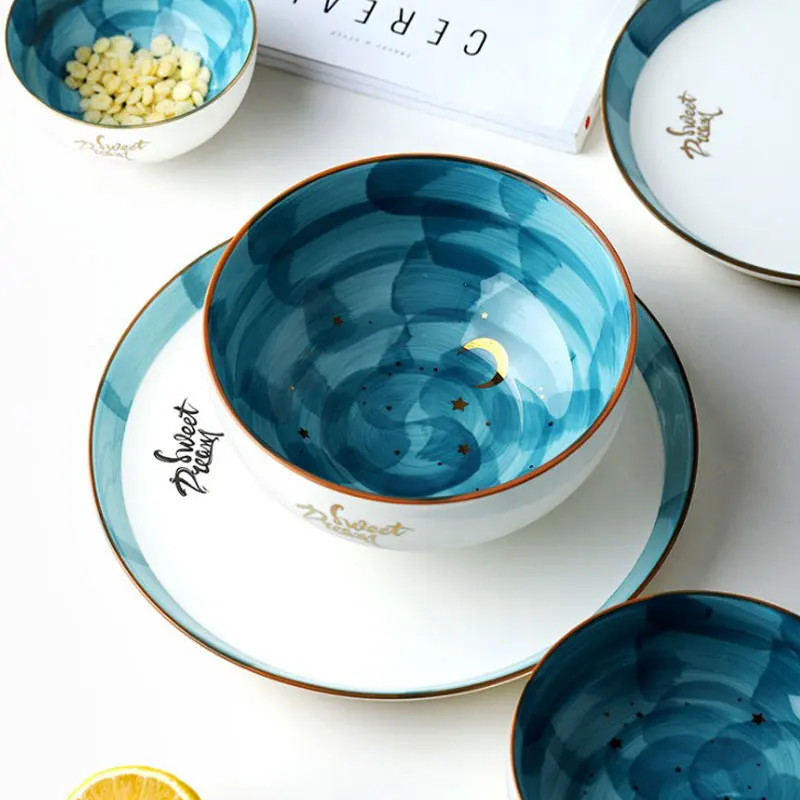 Colorful Fine Kitchenware Ceramic Painting Dinnerware Sets For Home Restaurant