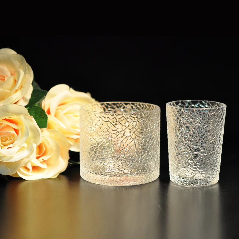 Cracked Glass Candle Holders for Home Decoration