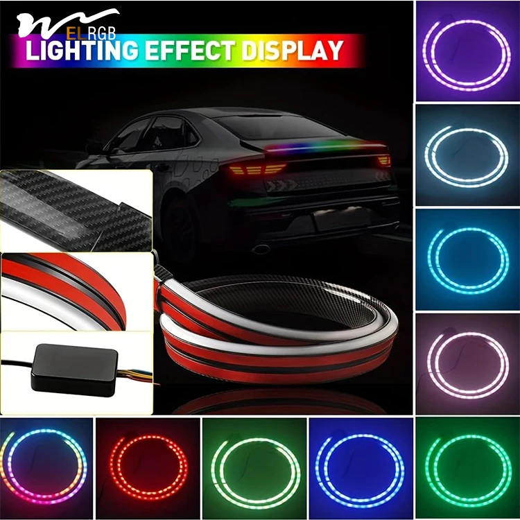 Car Trunk Rear Spoiler Roof Lip Kit 52 Inch Rgb Led External General