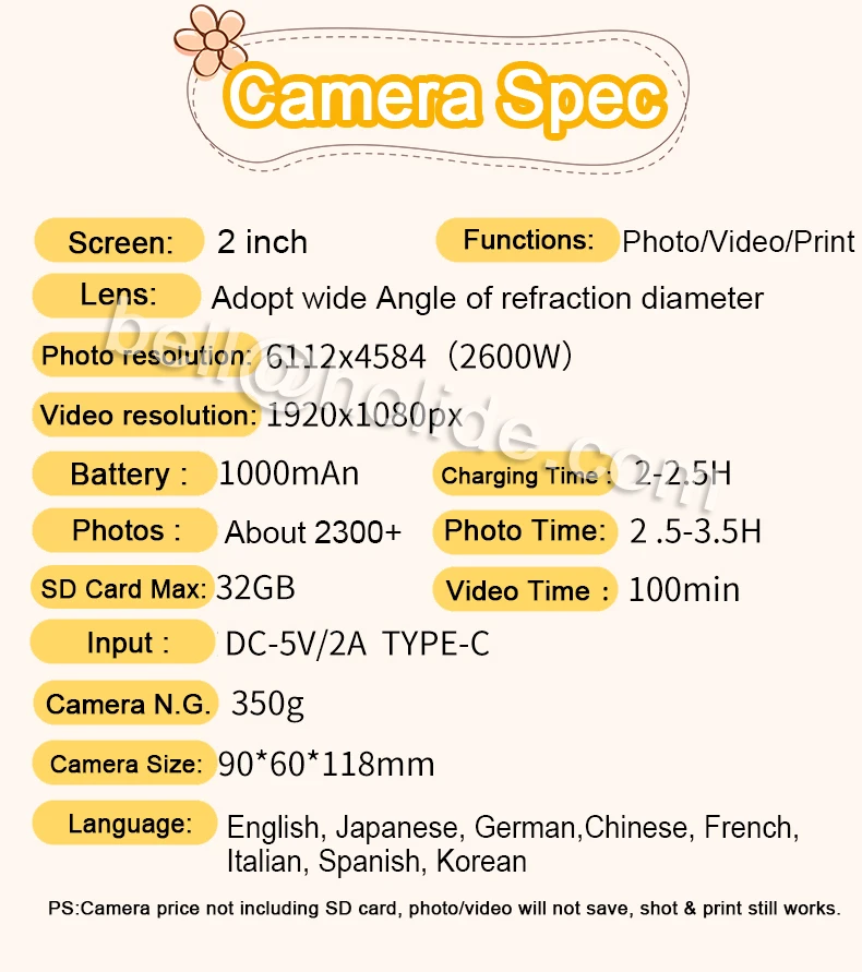 Kids camera cheap price instant print photo mini Pink camera