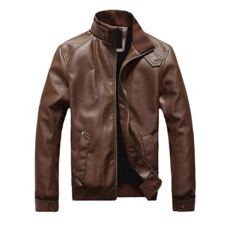 Handsome Men's Leather Jacket Faux Leather Veste Homme Fall Outdoor ...