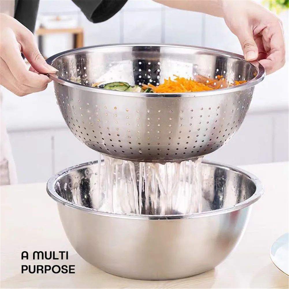 Kitchen Grater Set with Stainless Steel Drain Basin for Vegetables Fruits Wash Cutting