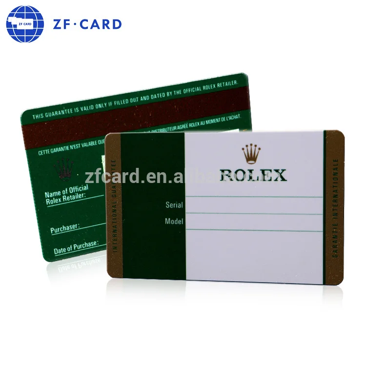 blank rolex warranty card