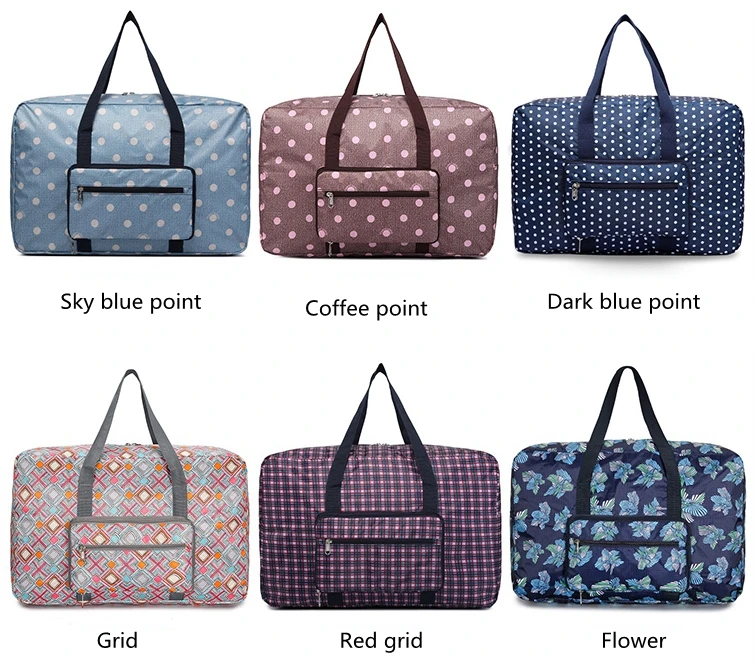 Waterproof foldable 210d oxford cloth fabric large capacity short travel bag for trolley case use