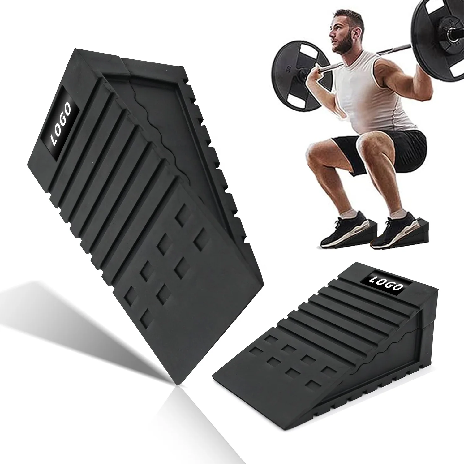 Rampes De Squat Strength Shop – Caoutchouc Plein 4 Kg, 5 Angles (1-5 Cm), Antidérapante, 350 Kg