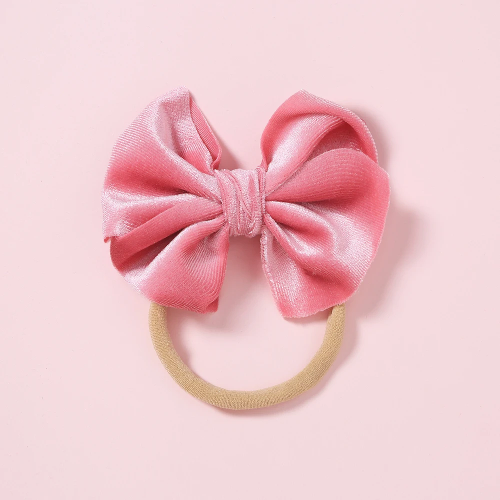 天鹅绒头带大蝴蝶结固体婴儿孩子女孩头发配件可爱头饰头饰发带为孩子