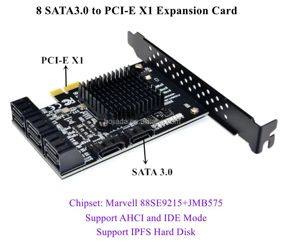 8 Sata3 Sata 3.0 To Pci-e Pcie 1x Expansion Riser Card Marvell 88se9215 ...